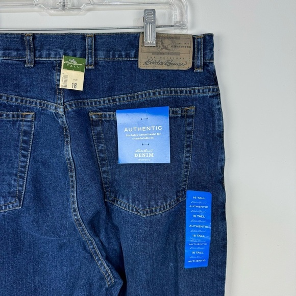 Eddie Bauer 100% Cotton Authentic 16 Tall Long Dark Wash Straight Leg Denim Jean - Picture 5 of 5